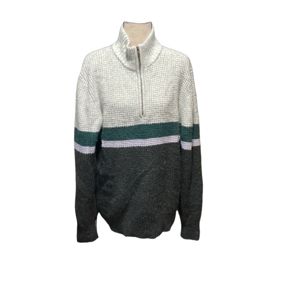 Goodfellow & Co. Color Block Gray and Green Turtleneck Women’s Sweater Size L - Picture 3 of 10